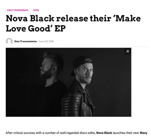 Data Transmission premiere Nova Black
