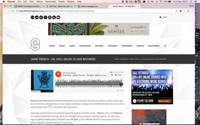 Electronic Groove Premiere Jamie Trench