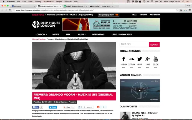 DEEP HOUSE LONDON premiere Orlando Voorn’s new ep