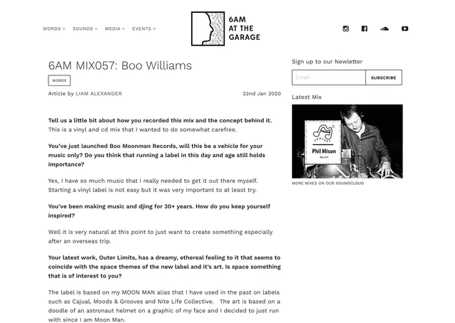 New mix from&nbsp;Boo Williams&nbsp;on&nbsp;6AM AT THE GARAGE