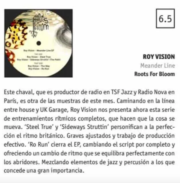 DJ Mag España&nbsp;review&nbsp;Roy Vision&nbsp;