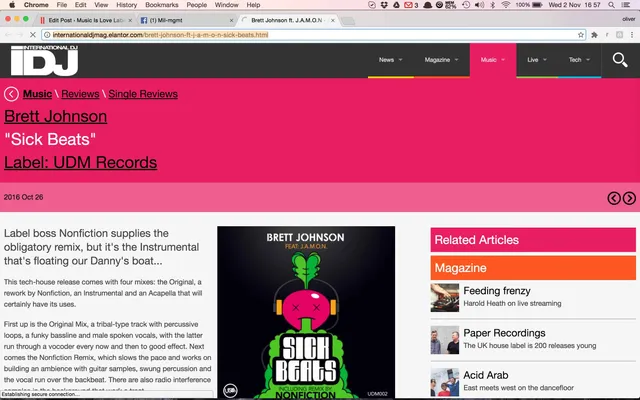 IDJ Magazine on Brett Johnson’s new ep