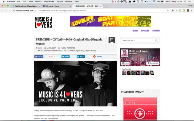 Music is 4 Lovers premiere 2VILAS