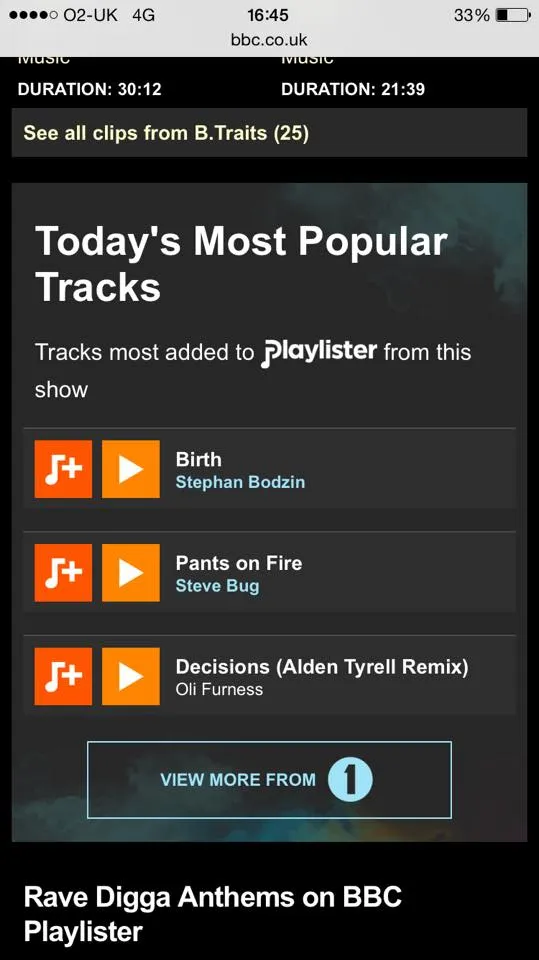 B. Trait’s drops Dext003 – Alden Tyrell remix on BBC R1
