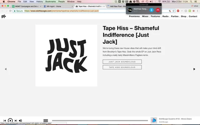 Slothboogie premiere Just Jack -Tape hiss