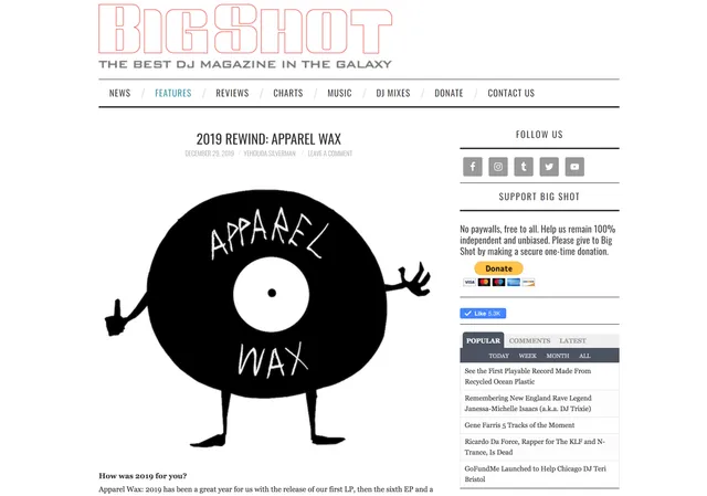 Apparel Wax&nbsp;featured on&nbsp;Big Shot Magazine’s yearly roundup