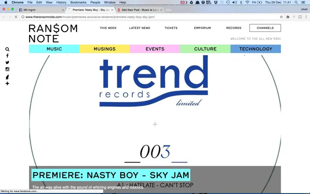 Ransom Note premiere Trend Records