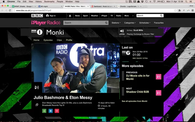 Monki dropping Kachina on BBC Radio 1