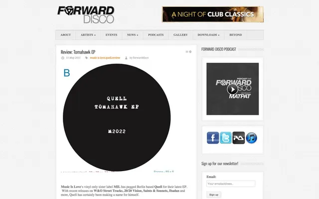 Forward Disco (NY) show some love for Quell’s ‘Tomahawk” EP