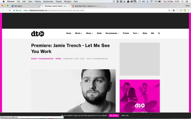 Data Transmission Premiere Jamie Trench