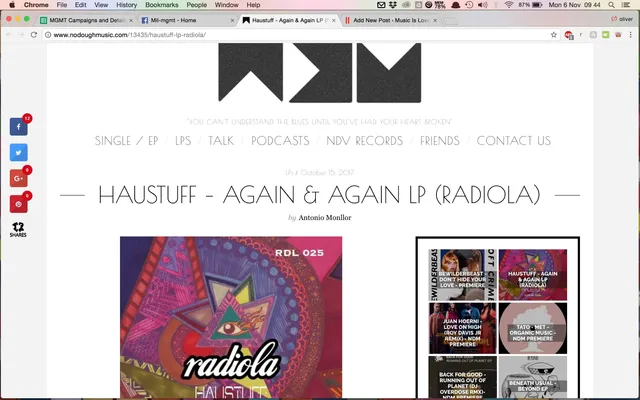 No Dough Music premiere Radiola Recs