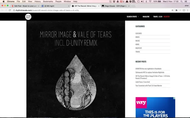 Rhythm Travels premiere D-Unity on Tears