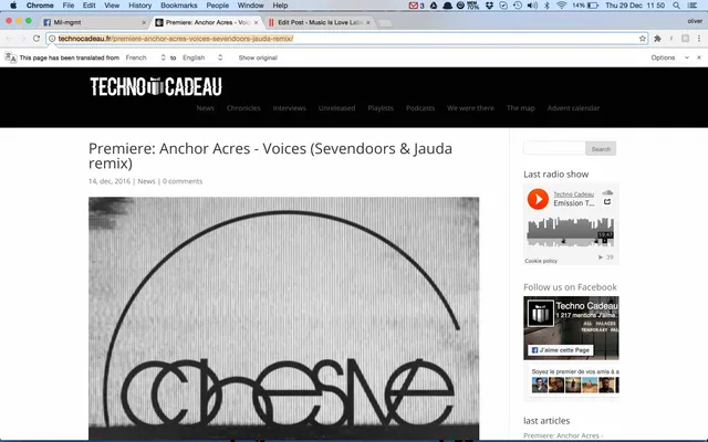 Techno Cadeau premiere Voices