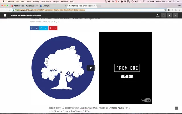 XLR8R Premiere new Diego Krause on Organic