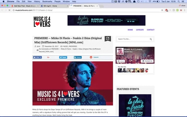 Music is 4 Lovers premiere Mirko Di Florio on Griffintown Records