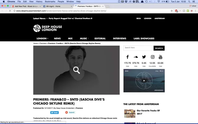 Deep House London premiere Sasha Dive