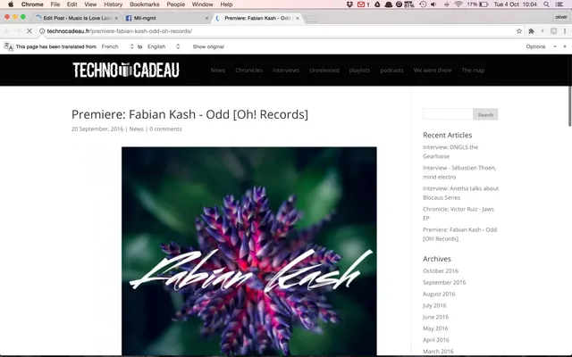 Techno Cadeau Premiere ‘Odd”