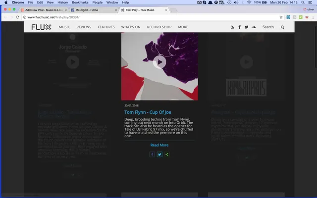 &nbsp;Flux premiere the new&nbsp;Tom Flynn&nbsp;release