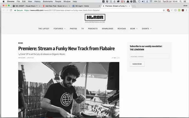 XLR8R premiere Flabaire on Organic